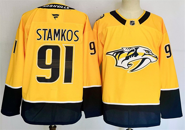 Men's Gold Nashville Predators #91 Steven Stamkos 2024-25 Home Stitched Hockey Jersey